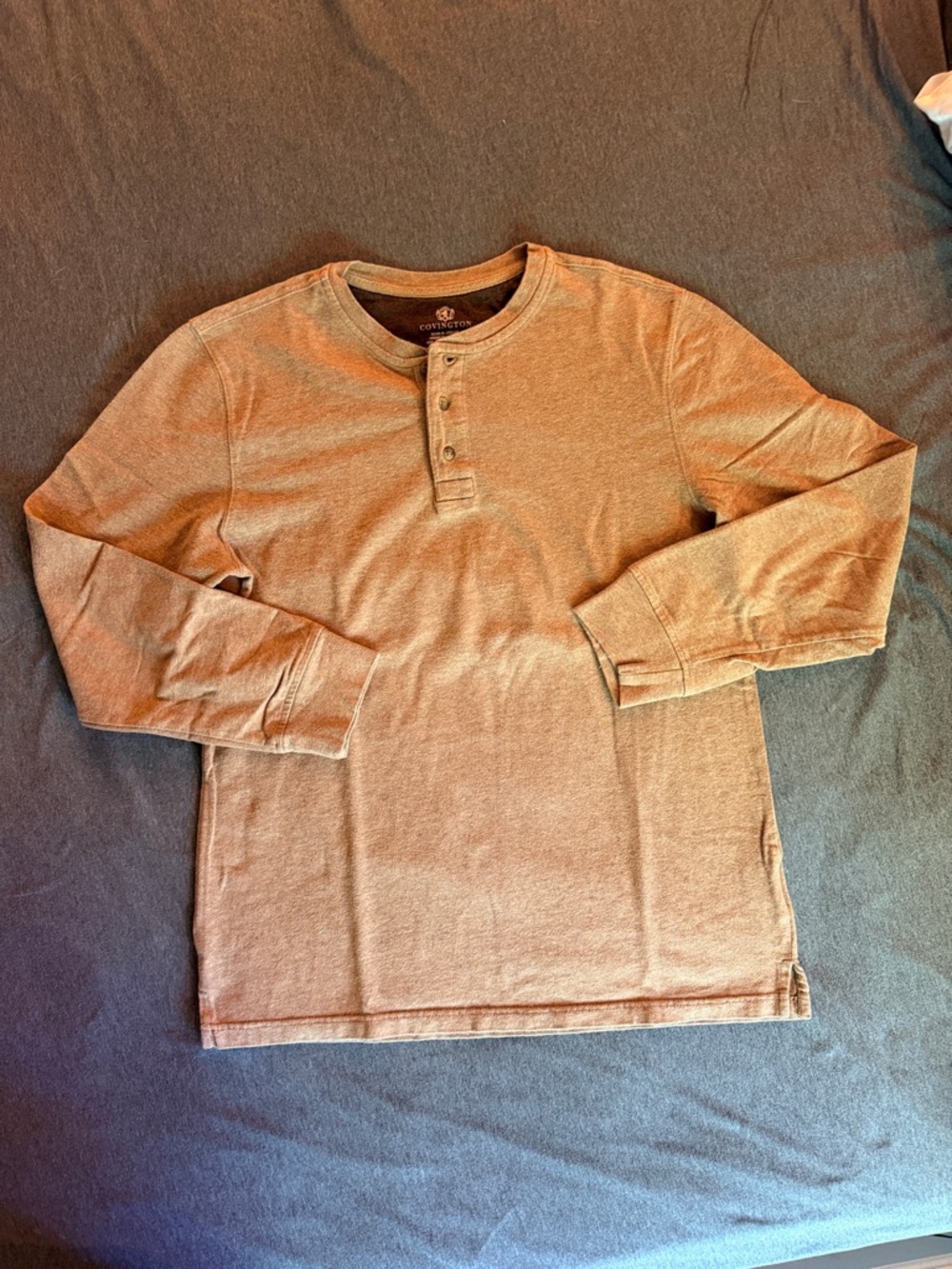 Covington Men's Long-Sleeve Henley Shirt - Tan/Brown